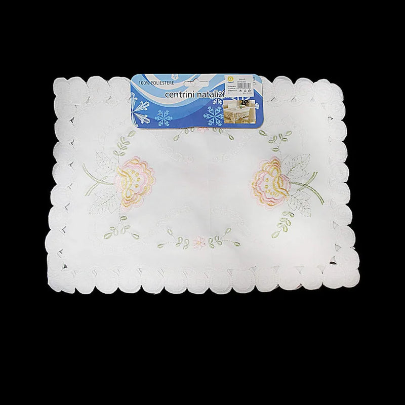 White Table Cloth Placemat With Floral Details Assorted Designs
