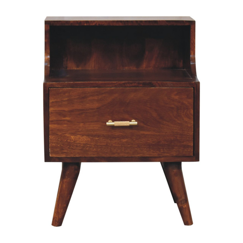 Artisan Furniture Solid Wood T-bar Raised Back Bedside