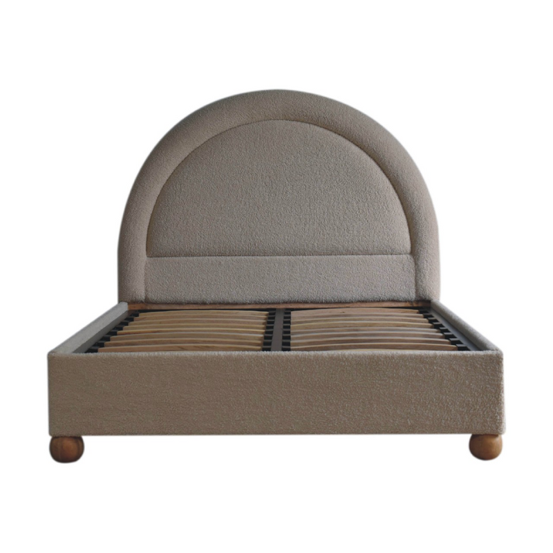 Artisan Furniture Solid Wood Cream Boucle Double Bed