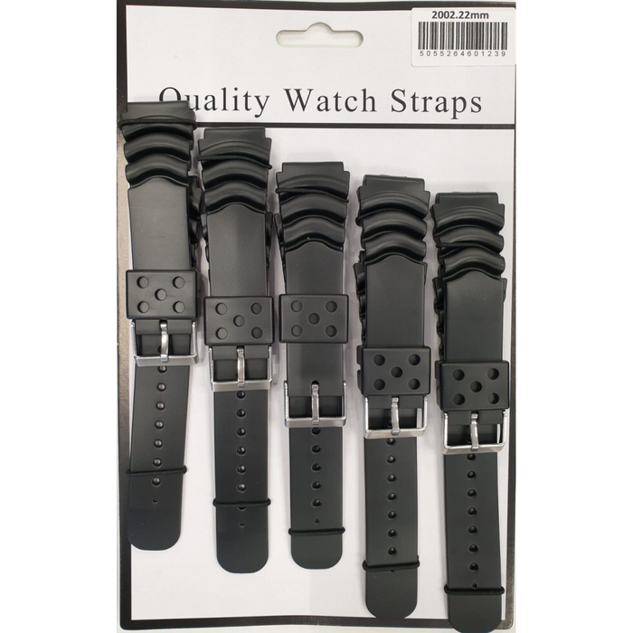 2002 Heavy Duty PU Watch Straps 5PKS 22mm