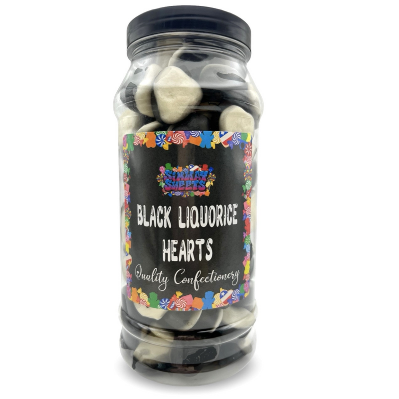 Black Liquorice Hearts Retro Gummy Sweets Gift Jar - 775g