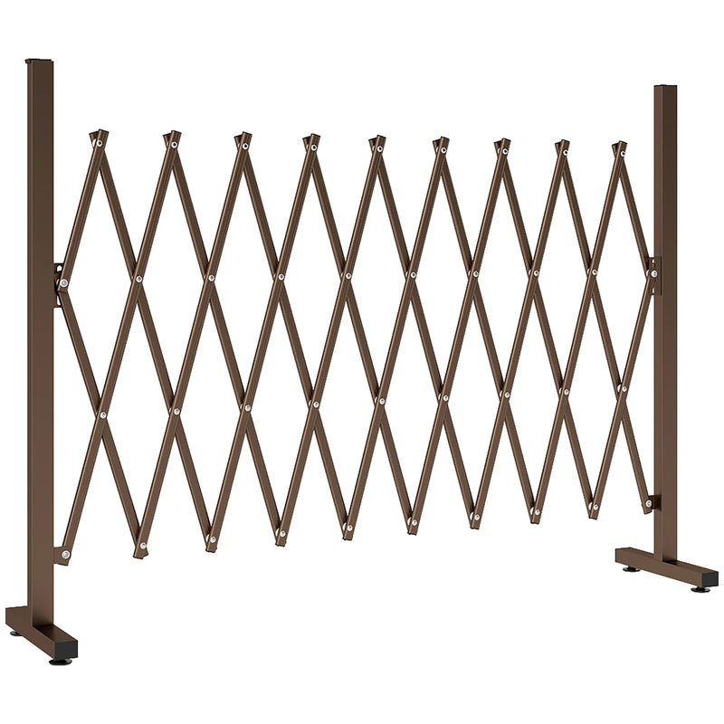 Outsunny Expanding Trellis Fence, Freestanding Movable Fence, Foldable Garden Screen Panel, 250 x 103.5 cm, Dark Brown