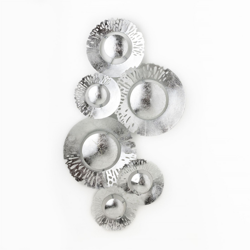 Metal Wall Art Six Silver Circles 89cm