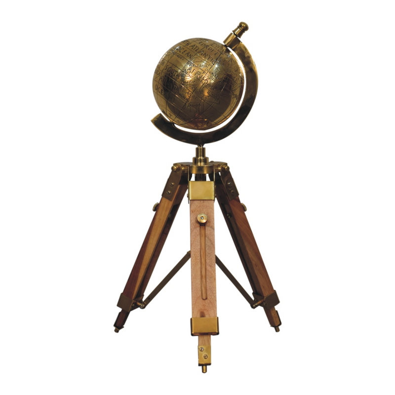 Artisan Furniture Home Decor Accessories - Brass Antique Tripod Globe