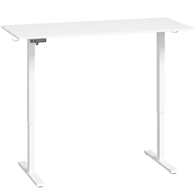 HOMCOM Standing Desk Memory Control Height Adjustable Desk 2 Cable Holes LED Display Sit Stand Desk White