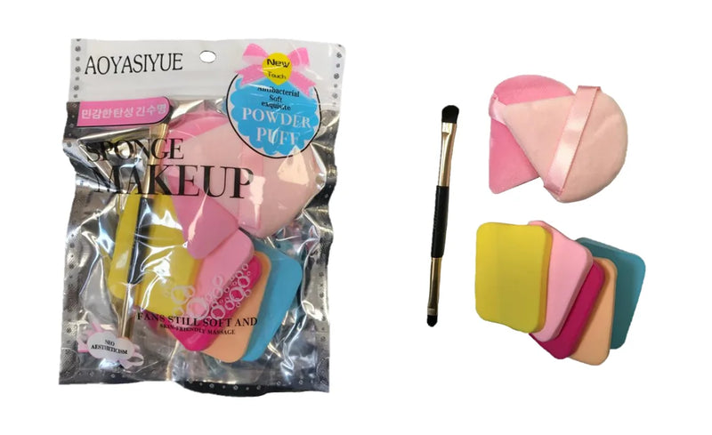 Assorted Make Up Beauty Sponges Puff And Brush Pack Of 8