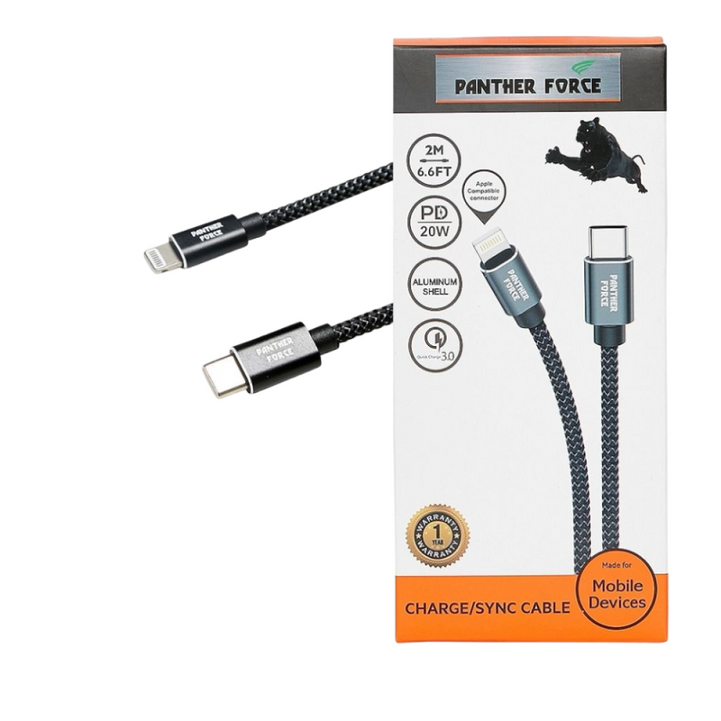 Panther Force USB-C to Apple Compatible Cable - Fast Charging and Data Transfer