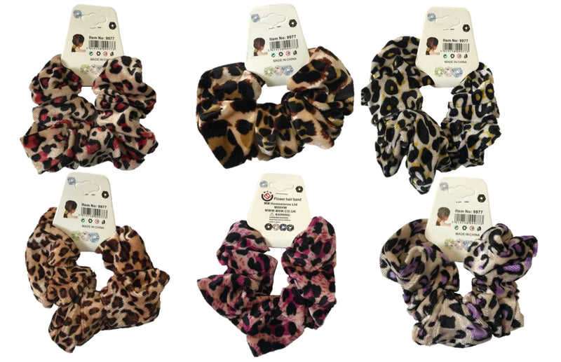 Hair Bobble Elastic Scrunchie Leopard Print Assorted Colours