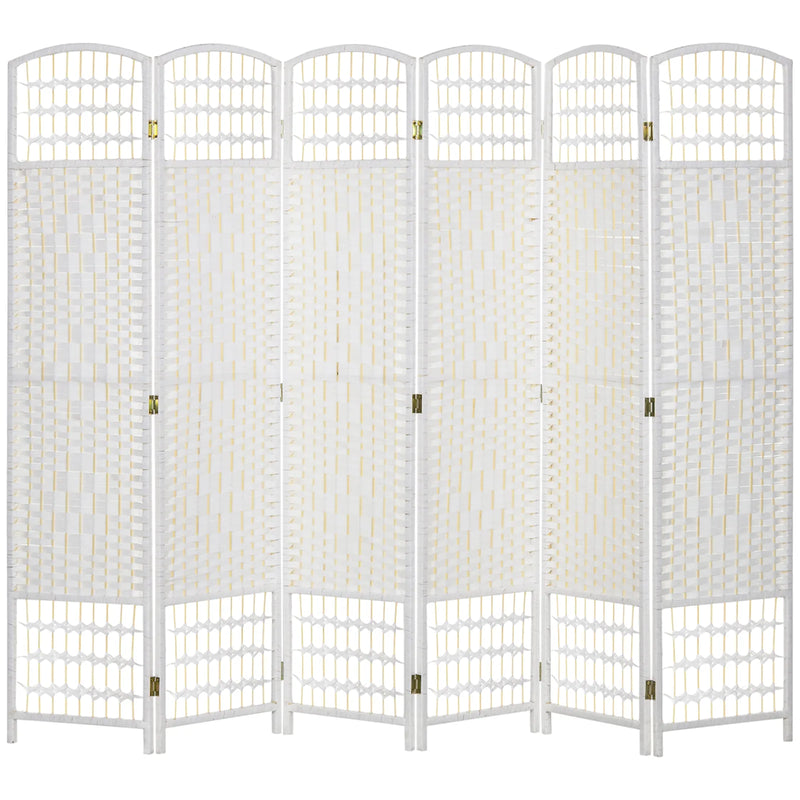 HOMCOM 6 Panel Folding Room Divider, Privacy Screen, Paravent Partition Separator for Living Room, Bedroom, White