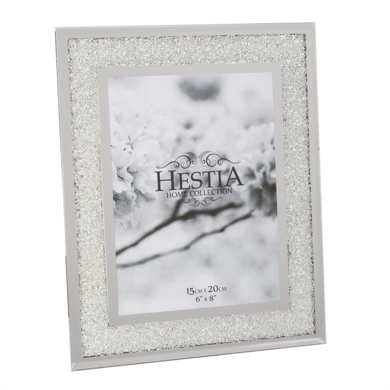 Hestia Photo Frame Crystal Edge with Silver Border 6" x 8"