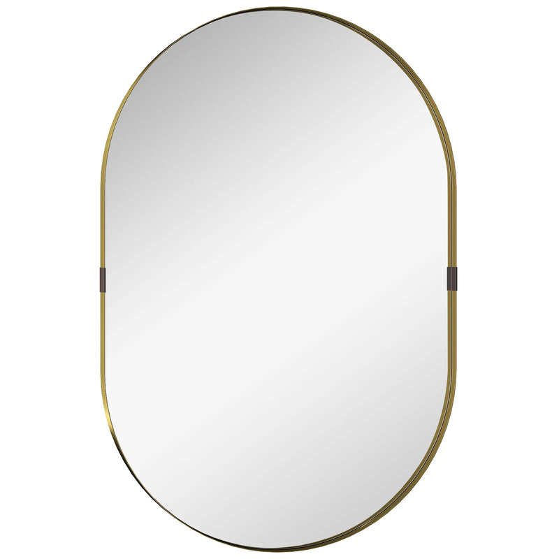 HOMCOM Wall Mirror, Bathroom Mirror with Elevated Aluminium Alloy Frame, 60 x 90 cm, Gold Tone