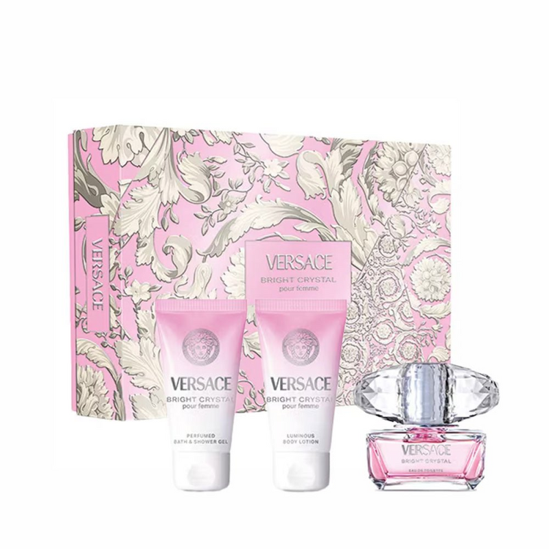 Versace Bright Crystal Gift Set (Eau De Toilette 50ml  Body Lotion 50ml  Shower Gel 50ml)