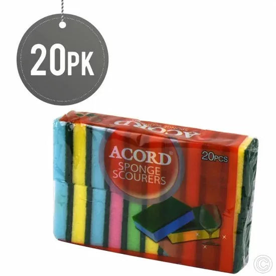 Accord Double Sided Kitchen Washing Up Sponge Pack Of 20