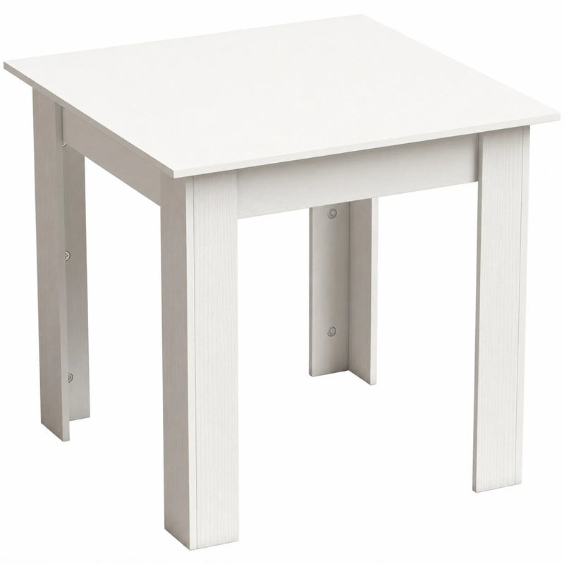 HOMCOM Square Dining Table, Modern Small Dining Table with Wood Effect, Space Saving, Non-slip Foot Pads, White