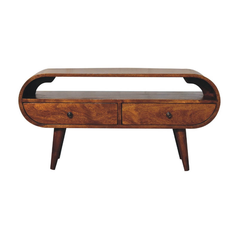 Artisan Furniture Solid Wood Chestnut Circular TV Stand