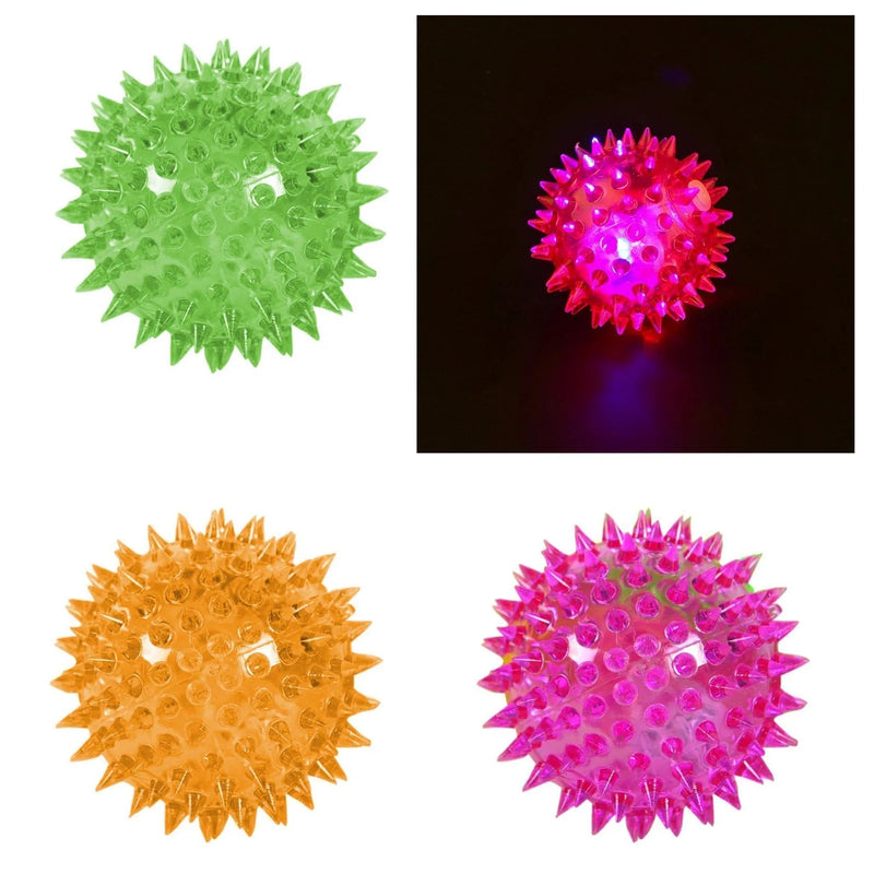 Pet Dog Flashing Light Up Spikey Led Ball Assorted Colours