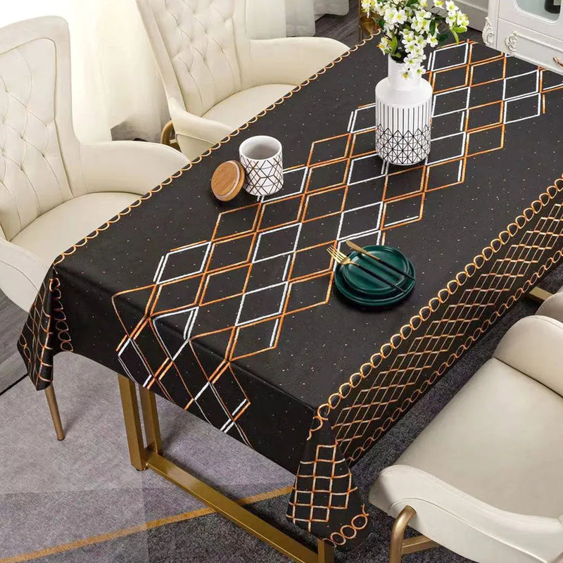 Durane Plastic Table Cover Roll Black Orange White Pattern Design 1.37 x 20M De – 8335C