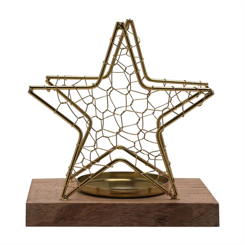 Celestial Gold Star Wire Candle Holder Medium