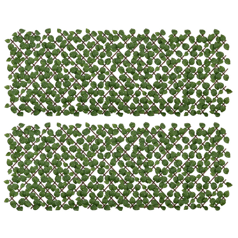 Outsunny Set of 2 Expandable Artificial Trellis Hedges ? Realistic Leaf Privacy Screen, 2 x 1 m