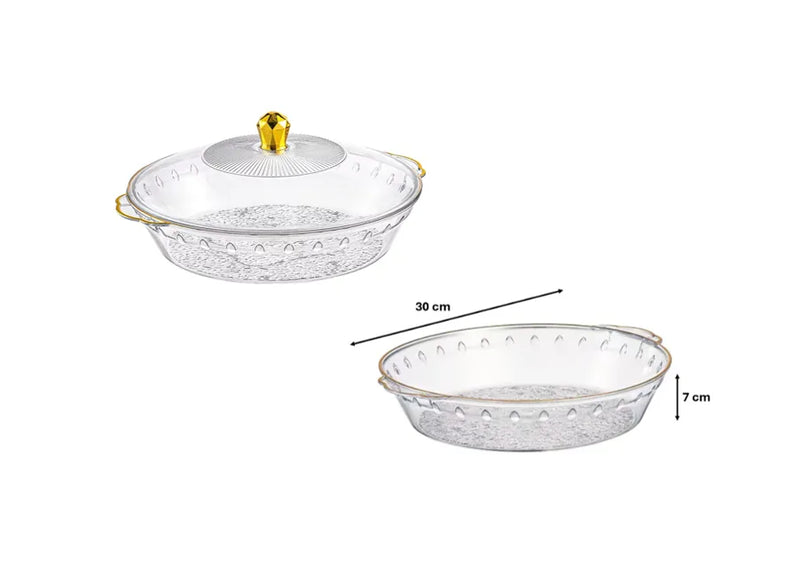 Round Transparent Plastic Fruit Bowl Serving Tray With Lid Assorted Colours