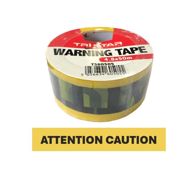 Yellow "Attention Caution" Warning Tape Metre