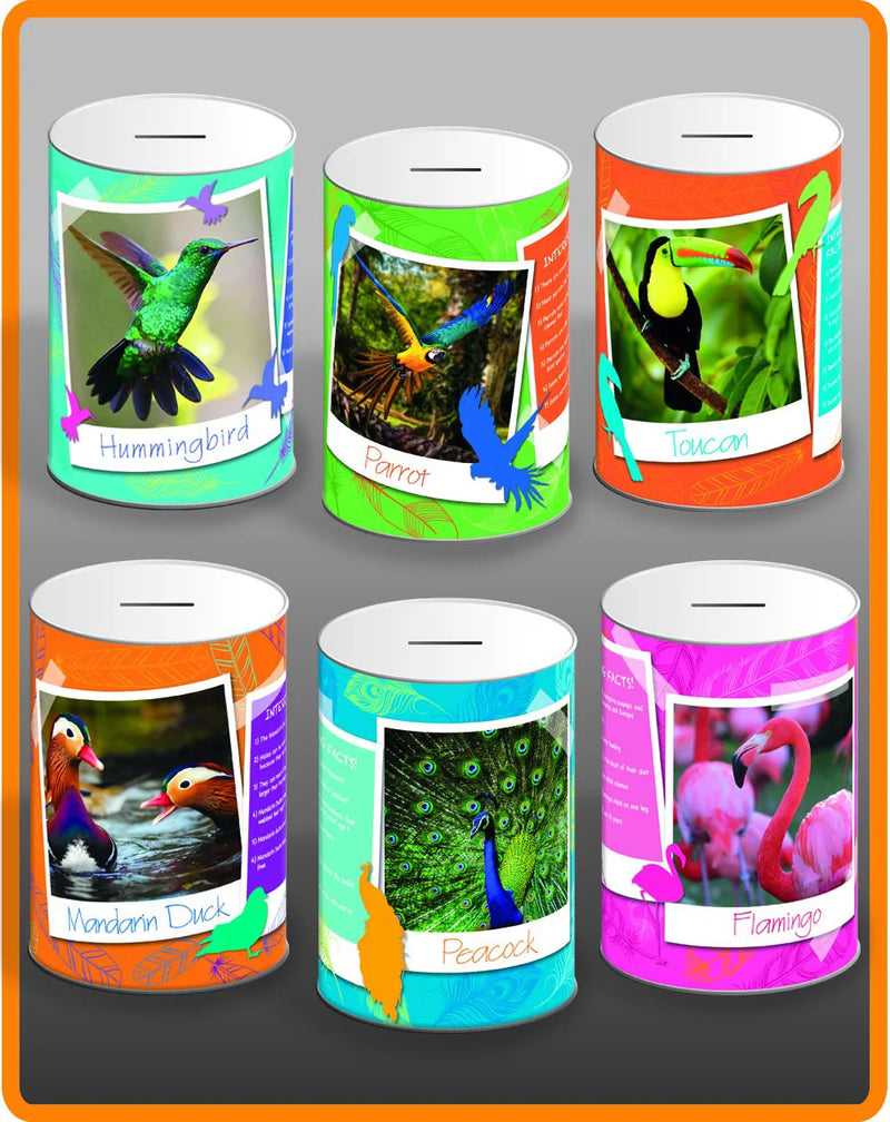 E x otic Birds Money Tin Assorted Designs
