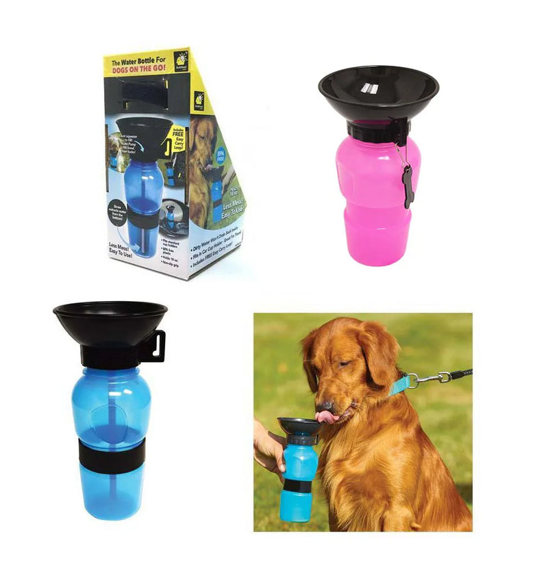 Pet Dog Portable Travel Aqua Water Bottle 0.5L Assorted Colours