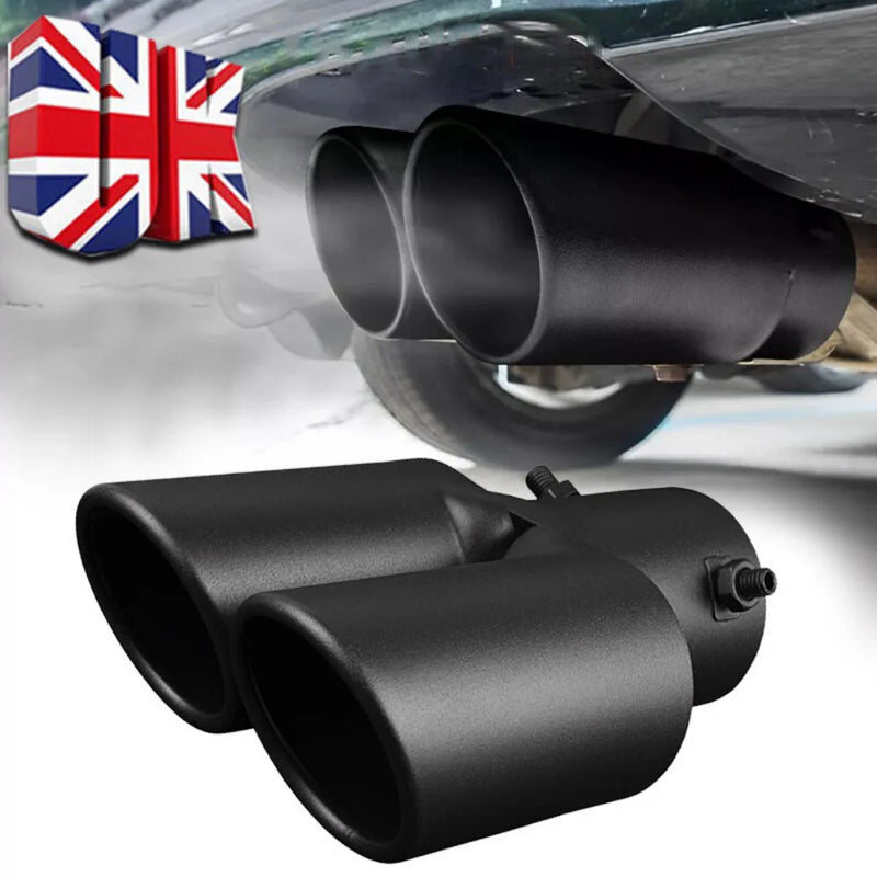 Dual Outlet Exhaust Tip Tail Muffler Tip For 1.4-2.5" Silver Stainless Steel NEW