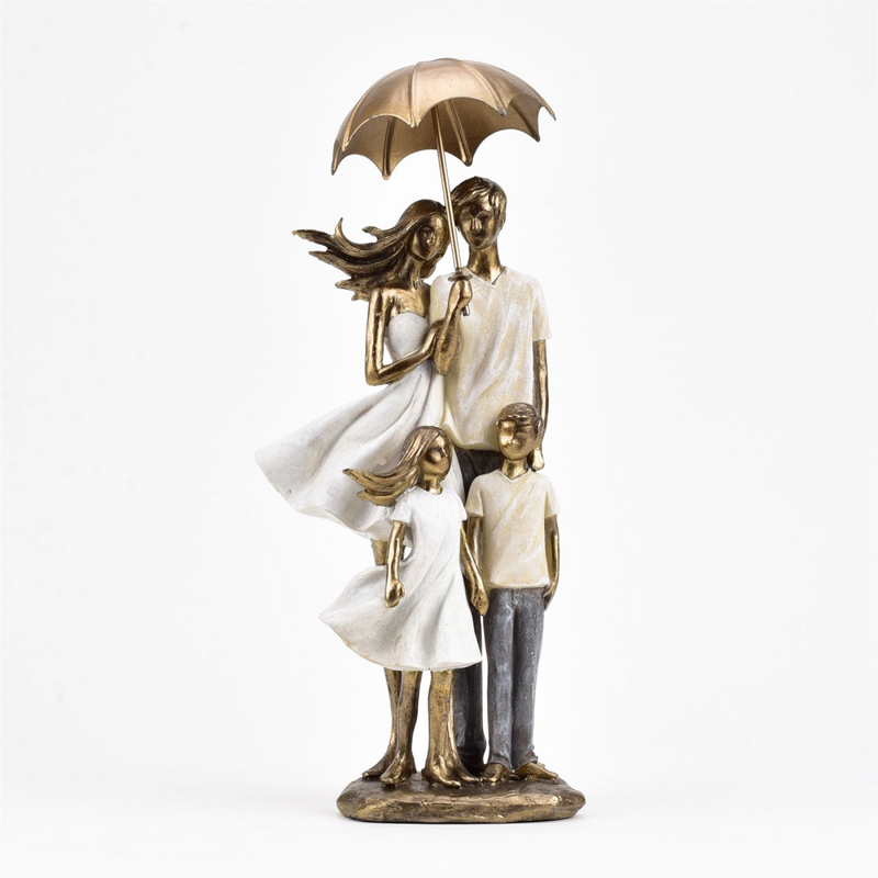 Rainy Day Collection Family of Four with Umbrella Figurine