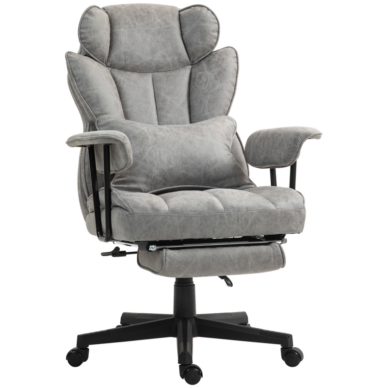 HOMCOM Office Chair, Ergonomic Desk Chair with Foot Rest, Grey