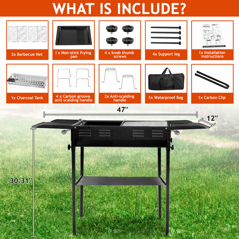 Portable Charcoal Grills for Outdoor BBQ, Foldable Kabob Barbecue Grill for Camping Hibachi BBQ Griddle Lamb Skewer in Garden Backyard Party Picnic Travel Outdoor Cooking