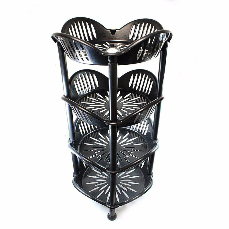 4 Tier Plastic Sunflower Vegetable Fruit Kitchen Storage Rack Assorted Colours