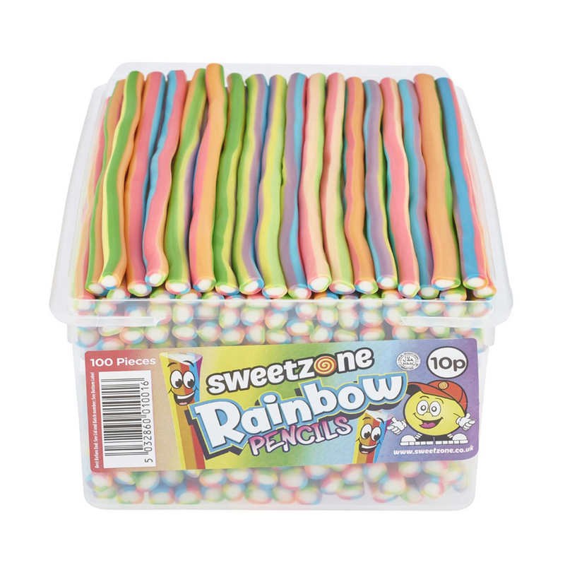 Rainbow Pencils Tub 100 x Pieces Sweets
