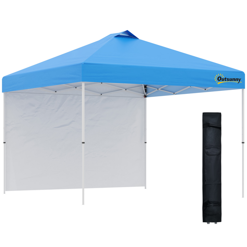 3x3M Pop Up Gazebo Tent with 1 Sidewall, Roller Bag, Blue