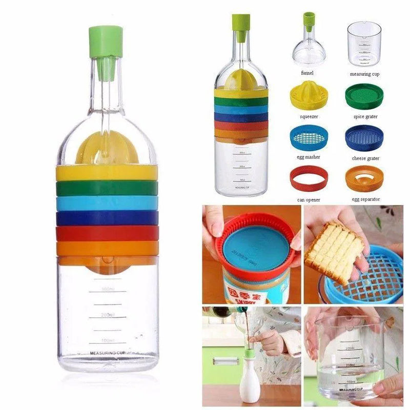 Plastic 8 In 1 Kitchen Bottle Shaped Bar Cocktail Utensil Set