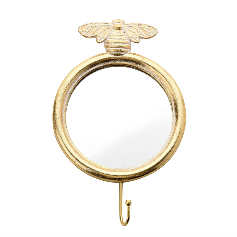 Gold Finish Bee Wall Hook Mirror