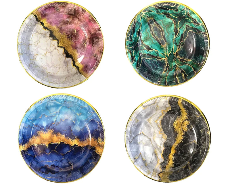 Round Plastic Tray Printed Geode Pattern Design Assorted Designs