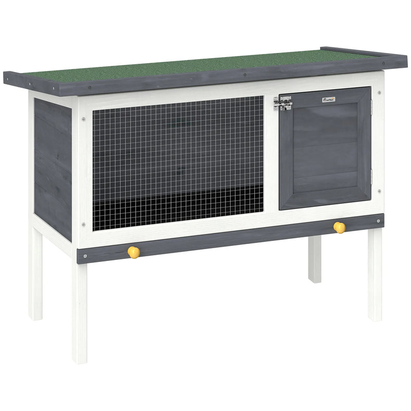 PawHut Wooden Rabbit Hutch, Guinea Pig Hutch with Asphalt Roof, Outdoor Elevated Bunny House for Rabbits, Chinchillas