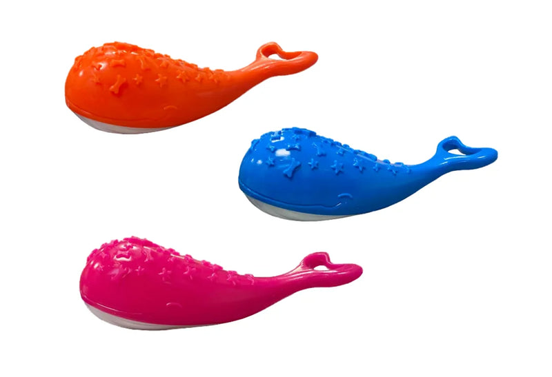 Pet Dog Whale Shaped Squeaky Toy With Stars And Dog Bone Design Assorted Colours