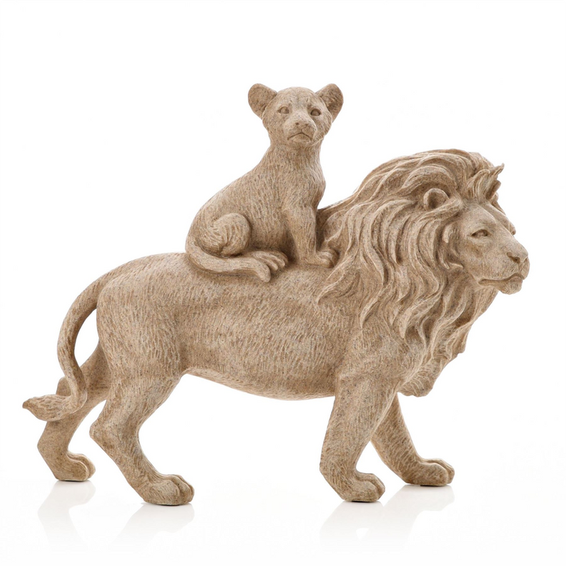 Country Living Sandstone Look Lion and Cub Ornament