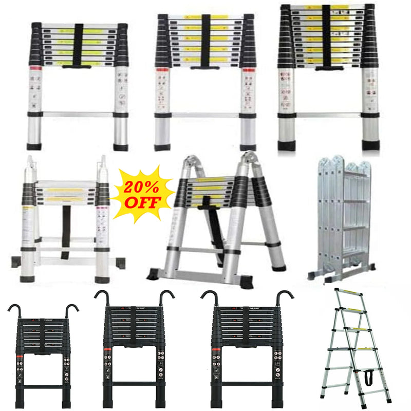 Telescopic Ladder Aluminum Telescoping Ladder Folding Ladder with Non-Slip Feet, Multi-Purpose Extension Straight Ladder Loft