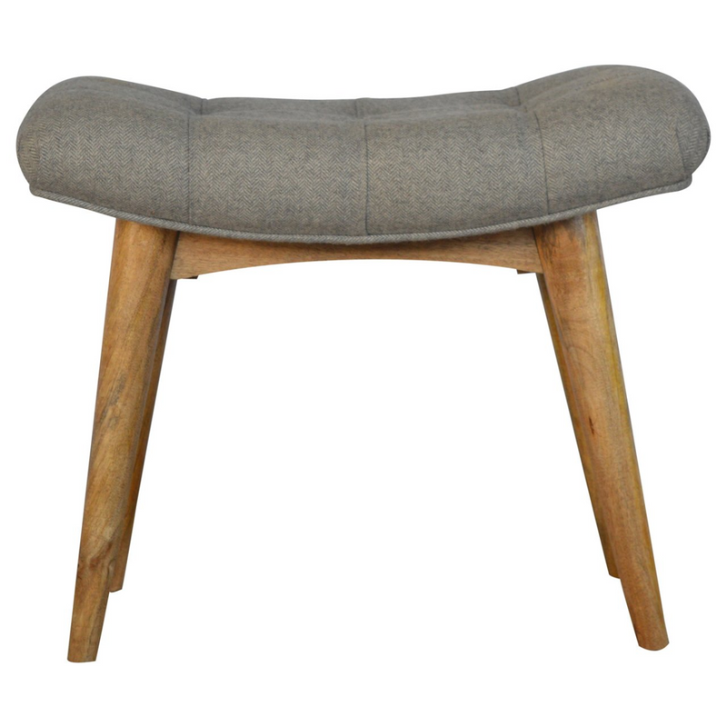 Artisan Furniture Solid Wood Curved Grey Tweed Bench