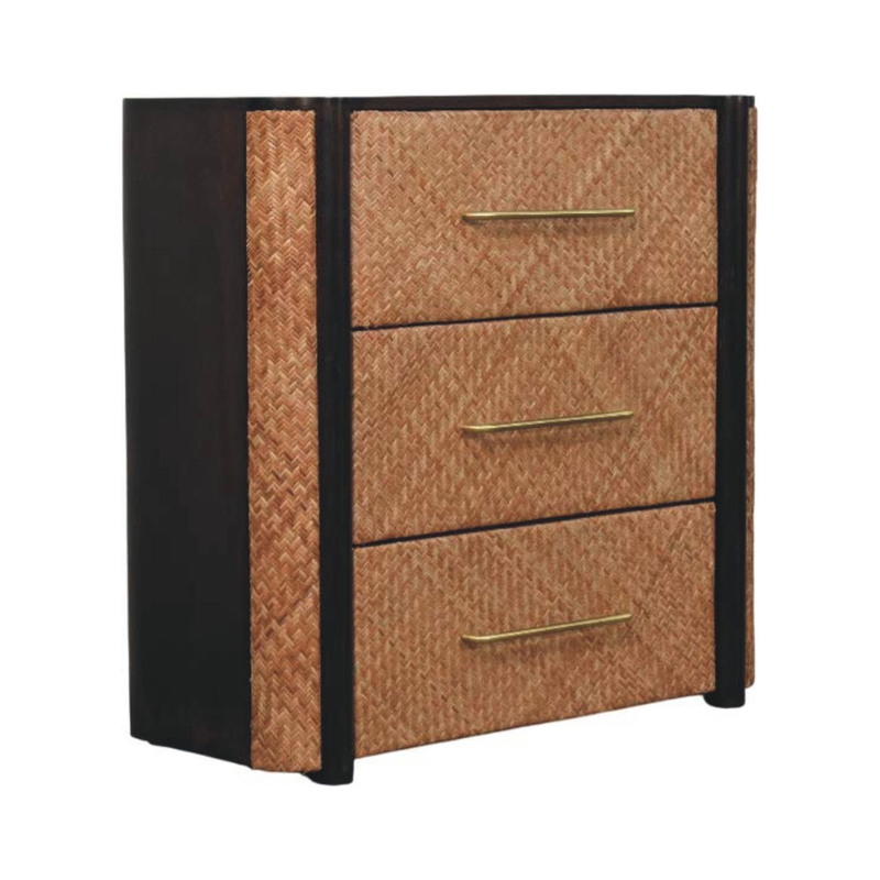 Artisan Furniture Solid Wood Havana Weave 3 Drawer Chest, Brown