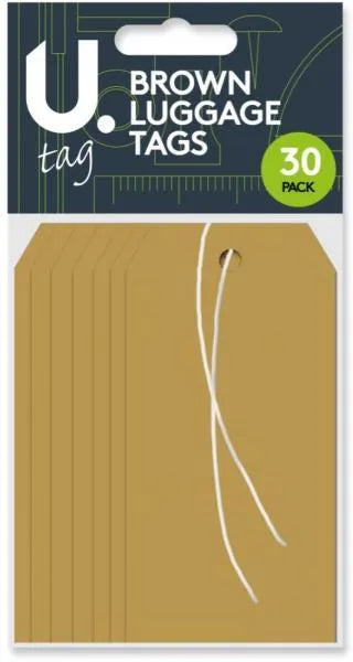 Luggage Tags 30 Pack Brown