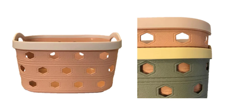 Small Plastic Bathroom Pegs Storage Basket With Handles Assorted Colours