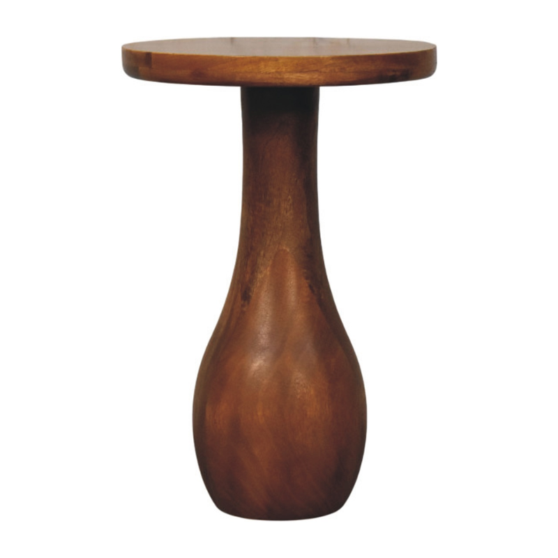 Artisan Furniture Solid Wood Curved Base Side Table, Brown