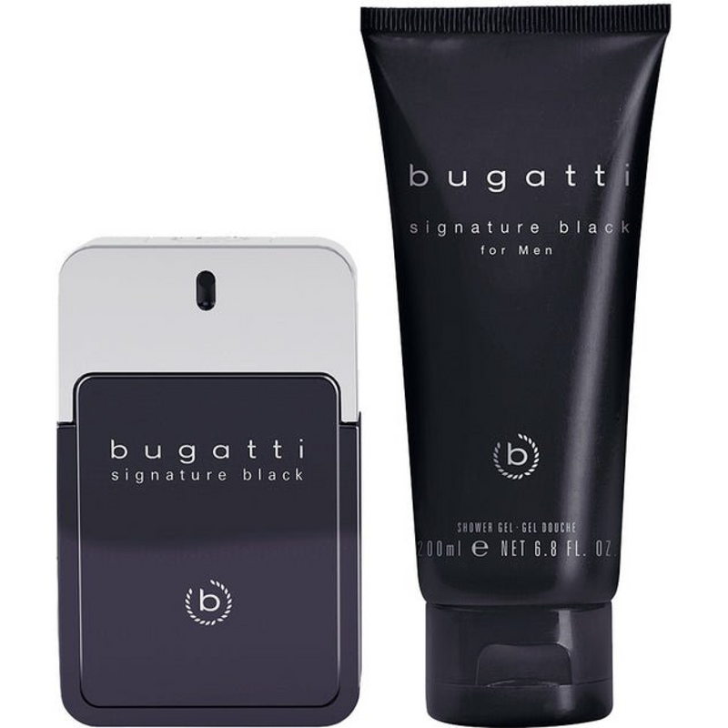 Bugatti Signature Black For Men Gift Set (Eau De Toilette Spray 100ml  Shower Gel 200ml)