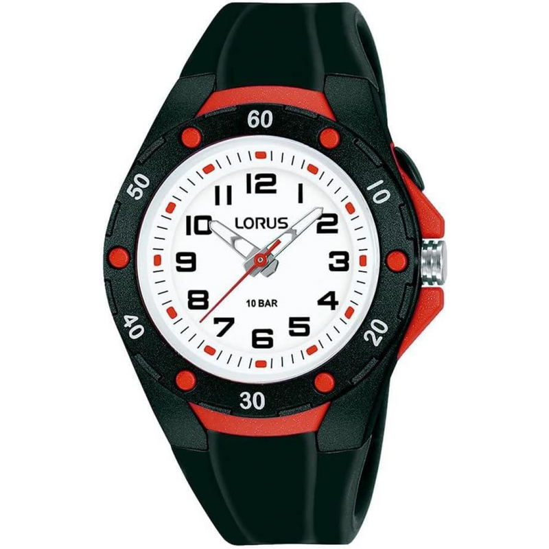Lorus Children's White dial With Black Silicone Strap Watch R2377NX9  BRAND NEW BUT NEEDS BATTERY
