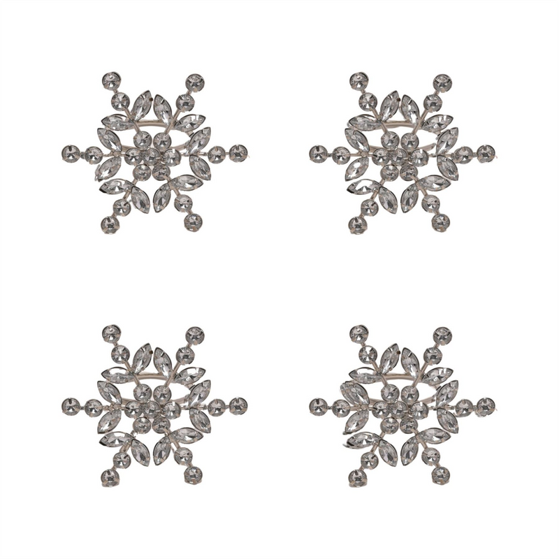 Set of 4 Crystal Snowflake Napkin Rings