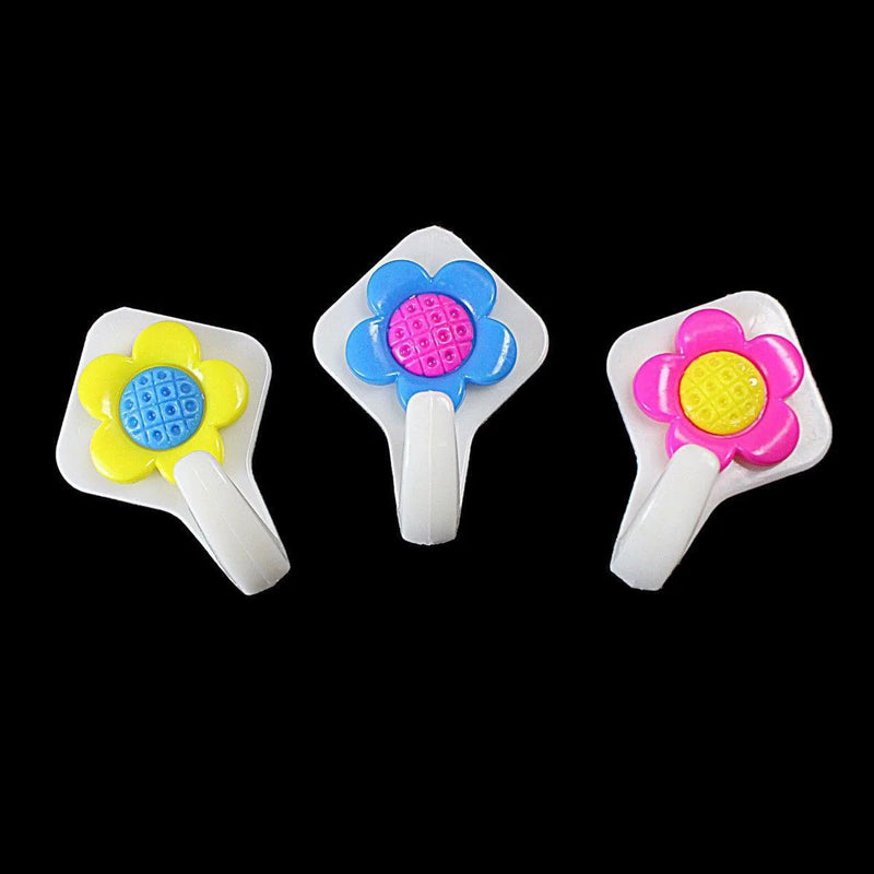 Sticky Adhesive Colourful Floral Hooks Ma x Load 2.5Kg Home